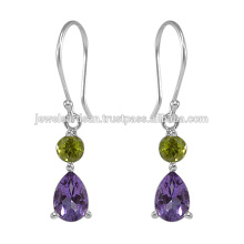 Amethyst And Peridot Gemstone 925 Sterling Silver Earring